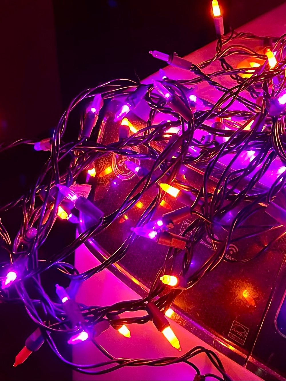 3 Sets of Purple and Orange LED String Lights - Festive Decorative Party Lights